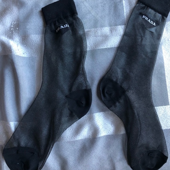 prada sheer logo socks